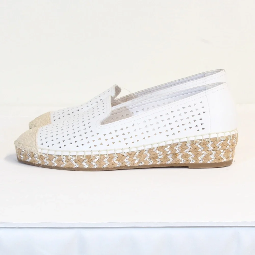 Bella Vita White Channing Slip-on Perforated Espadrille Size 6.5